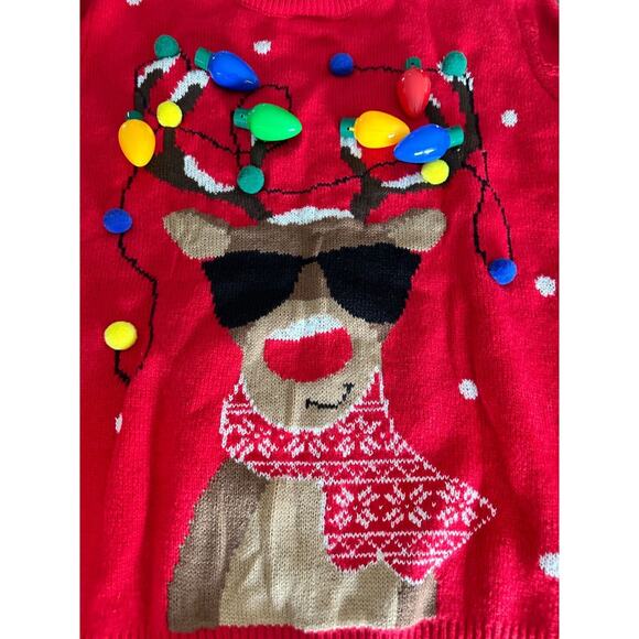 New: Women's Christmas Reindeer Traditional Knitted Holiday Ugly Sweater - Picture 2 of 6